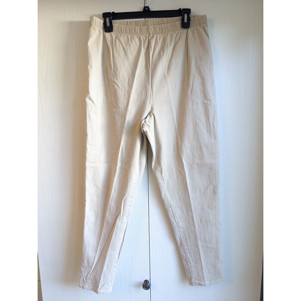 NWB CASUALS Women's Tan Elastic Waist High Rise Straight Leg Pant Size L